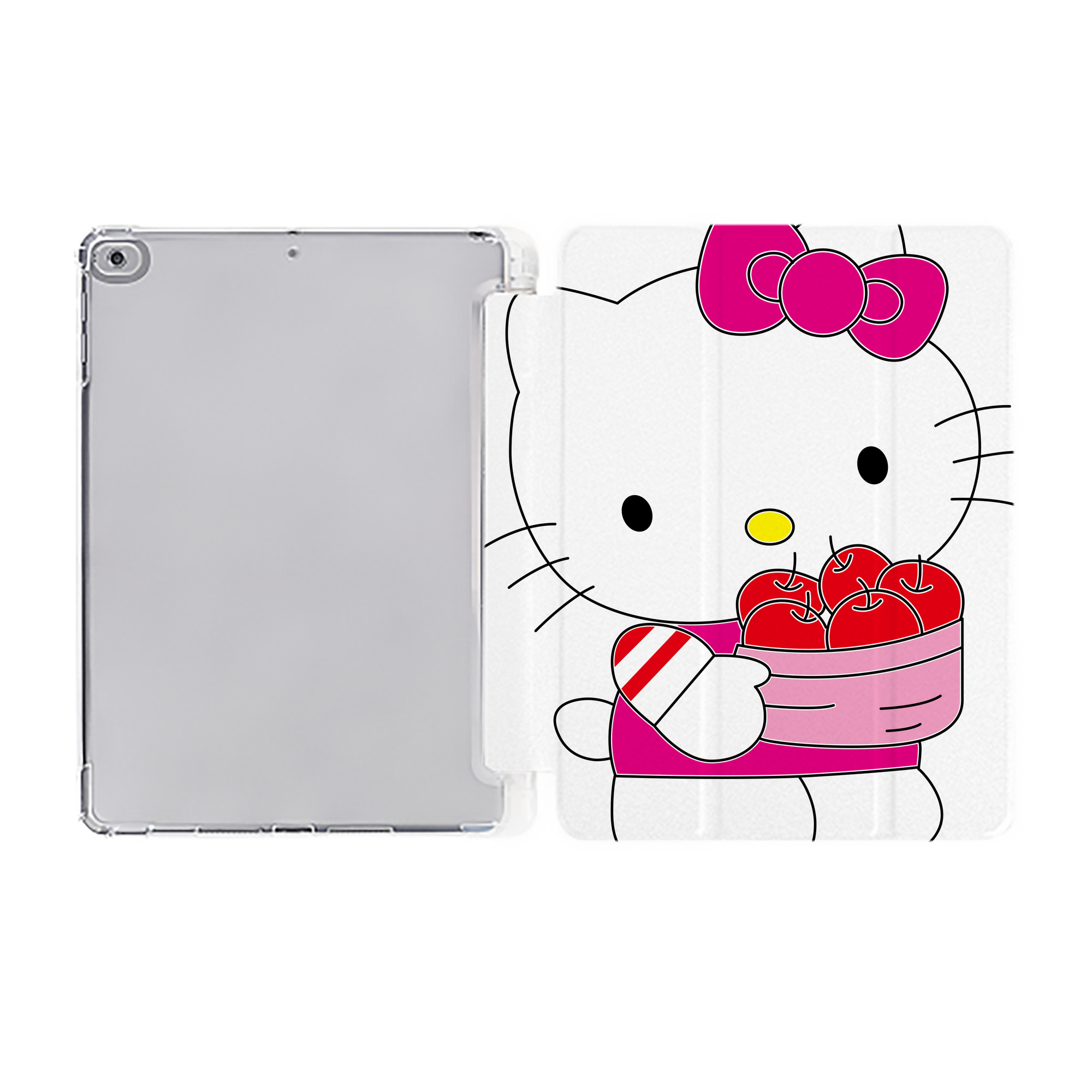 （画像用） Hello Kitty ハローキティ IPad ケース ペン収納付き 三つ折りスタンド PUレザー×シリコン 対応機種9.5/10.5/10.9インチ
